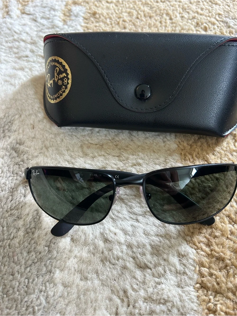 RAY-BAN Italy RB3254 Black Matte Sleek Sport Metal Wrap Sunglasses Men’s EUC!